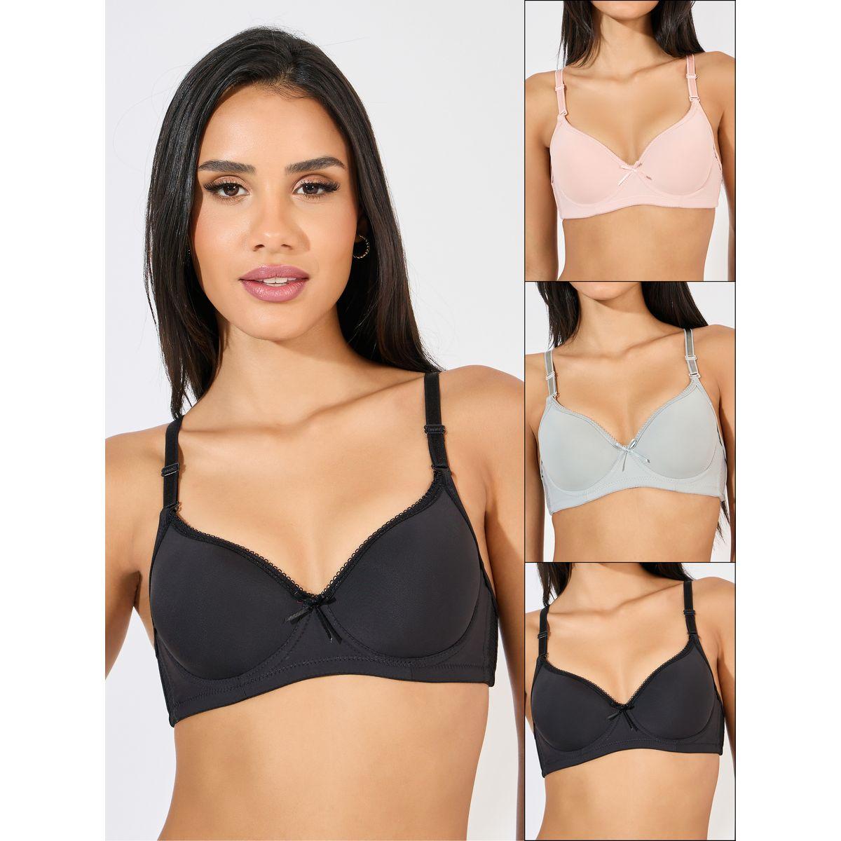 مجموعة من 3 صدريات مبطنة بتفاصيل دانتيل-women-clothing-lingerie-bras-image-1