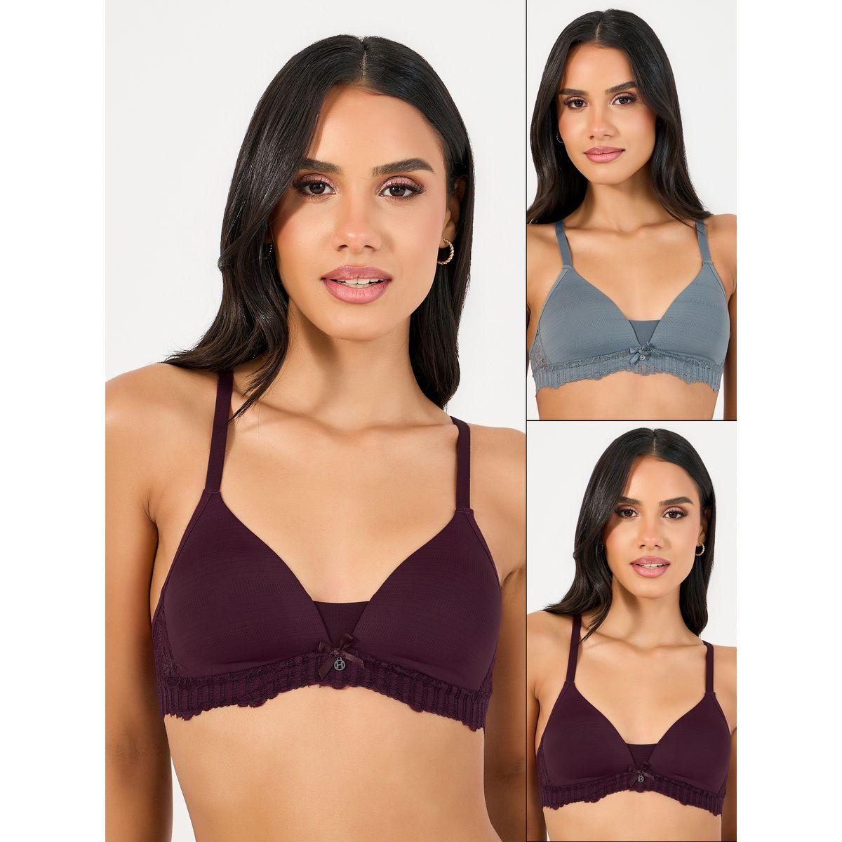 مجموعة من 2 صدرية بنمط تيشيرت وتفاصيل دانتيل-women-clothing-lingerie-bras-image-1