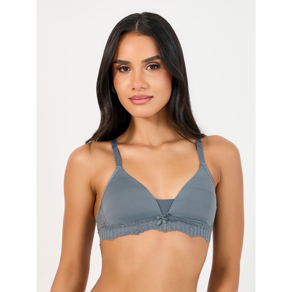Styli Pack of 2 - Padded Non Wired T-Shirt Bra with Scalloped Lace Edge Band-women-clothing-lingerie-bras-image-5