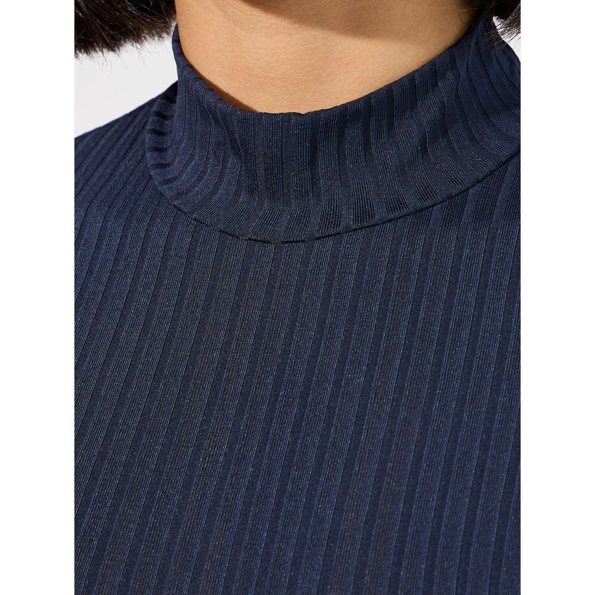 Styli Ribbed High Neck Fitted Bodysuit-women-clothing-tshirts-image-3