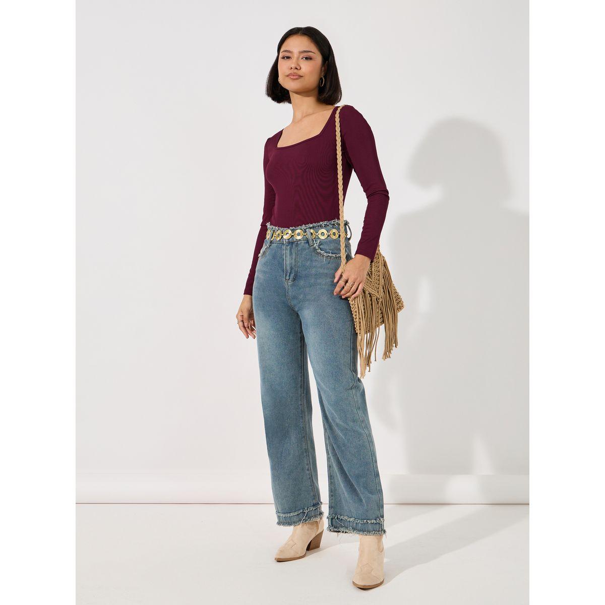 Styli Ribbed Square Neck Fitted Bodysuit-women-clothing-tshirts-image-2