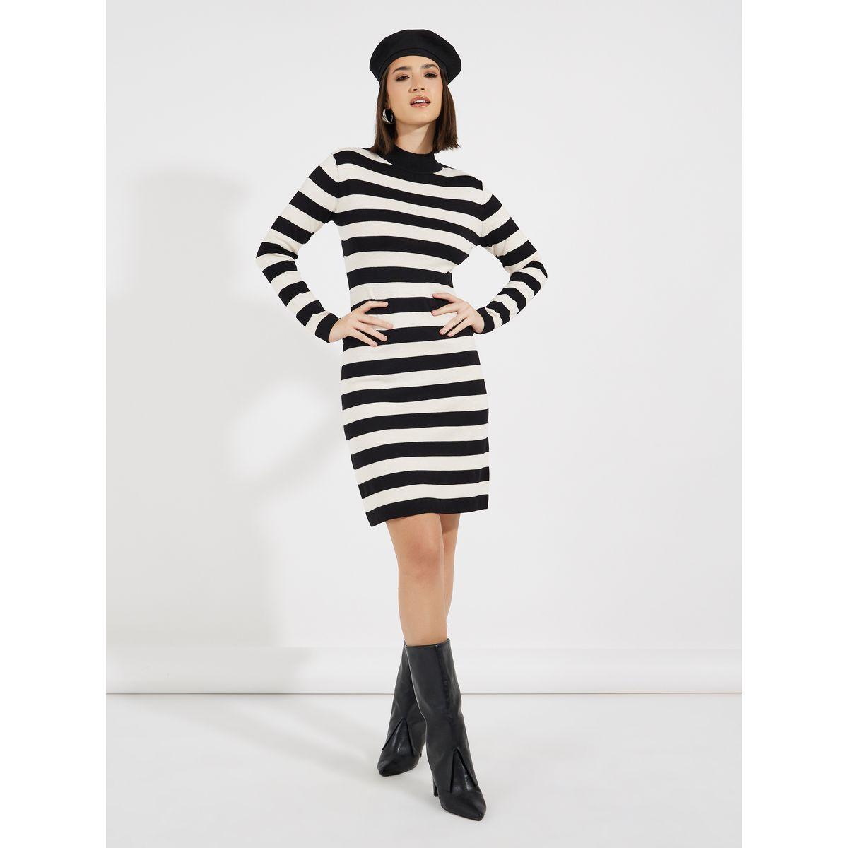 Styli Striped Sweater Knee Length Dress-women-clothing-dresses-image-3