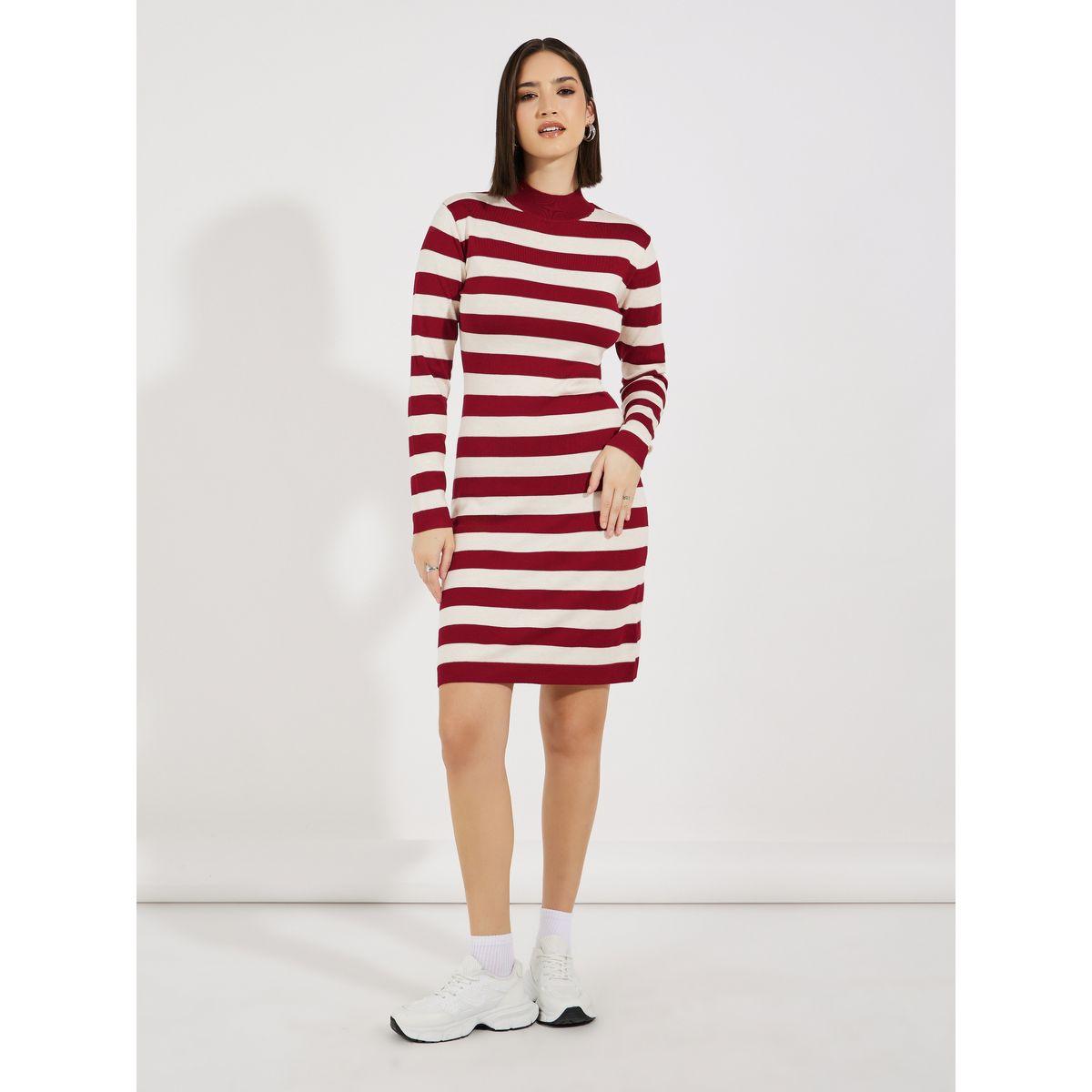 Styli Striped Sweater Knee Length Dress-women-clothing-dresses-image-1