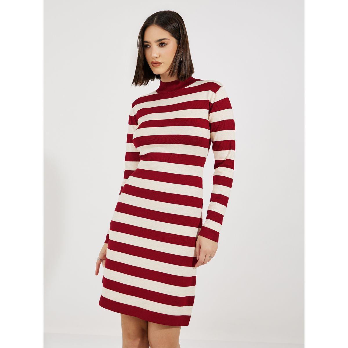 Styli Striped Sweater Knee Length Dress-women-clothing-dresses-image-2