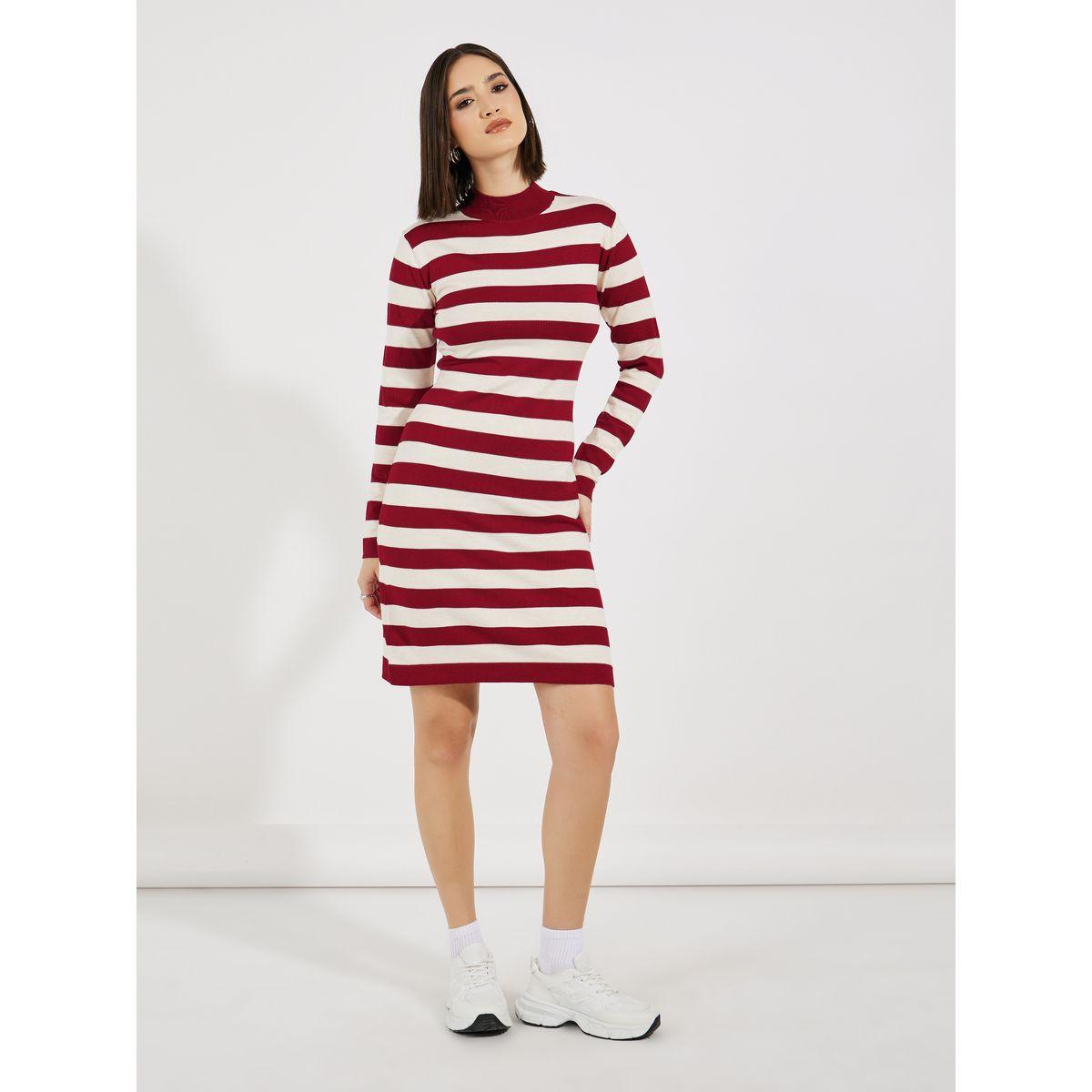 Styli Striped Sweater Knee Length Dress-women-clothing-dresses-image-4