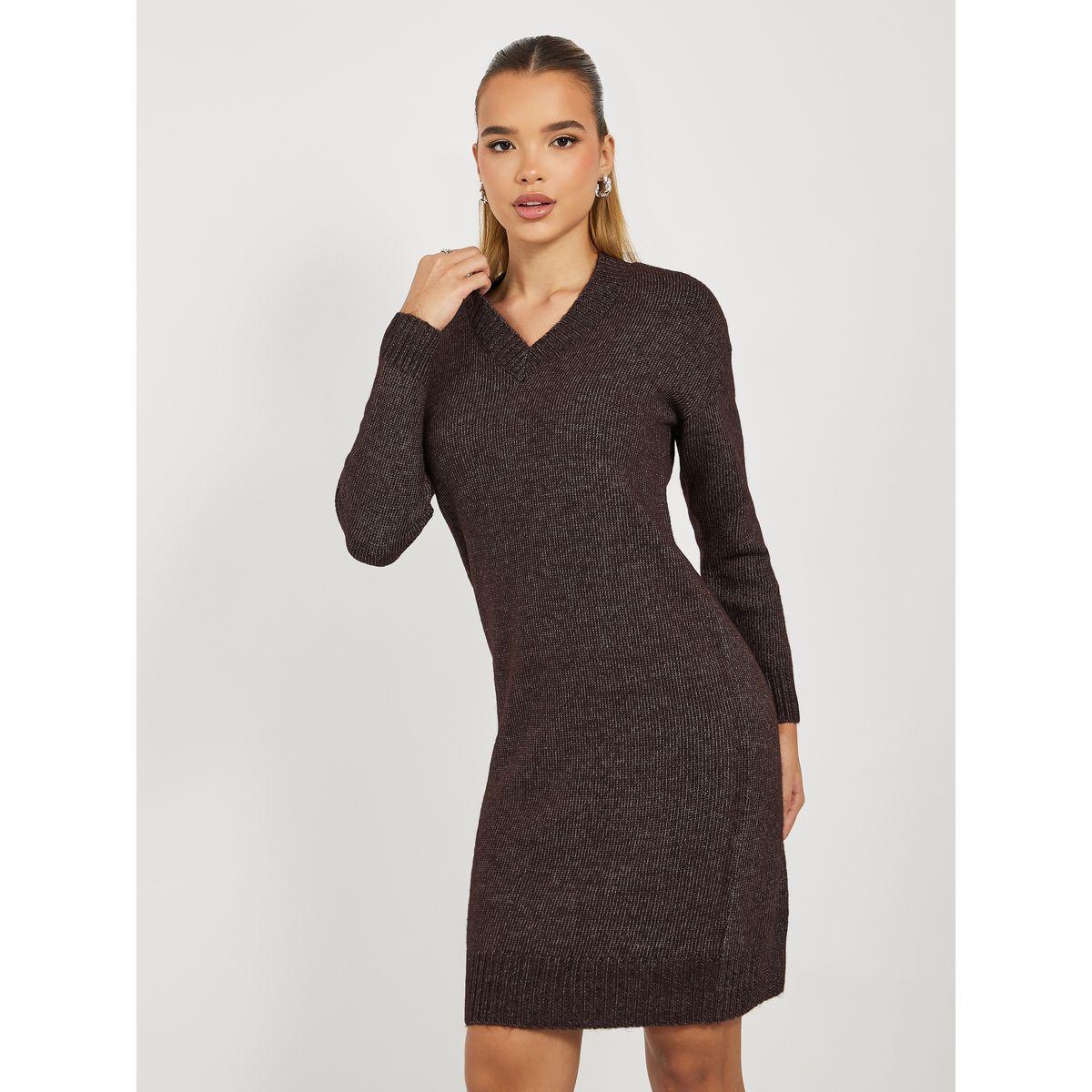 فستان قصير بنمط سويتر وتفاصيل محبوكة-women-clothing-dresses-image-6