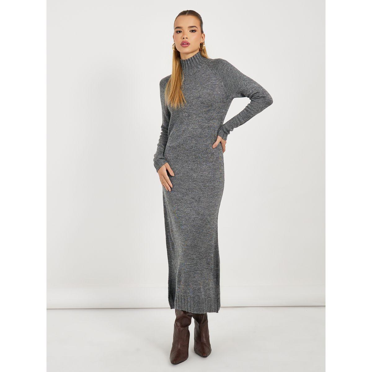 فستان طويل محبوك بياقة عالية-women-clothing-dresses-image-5