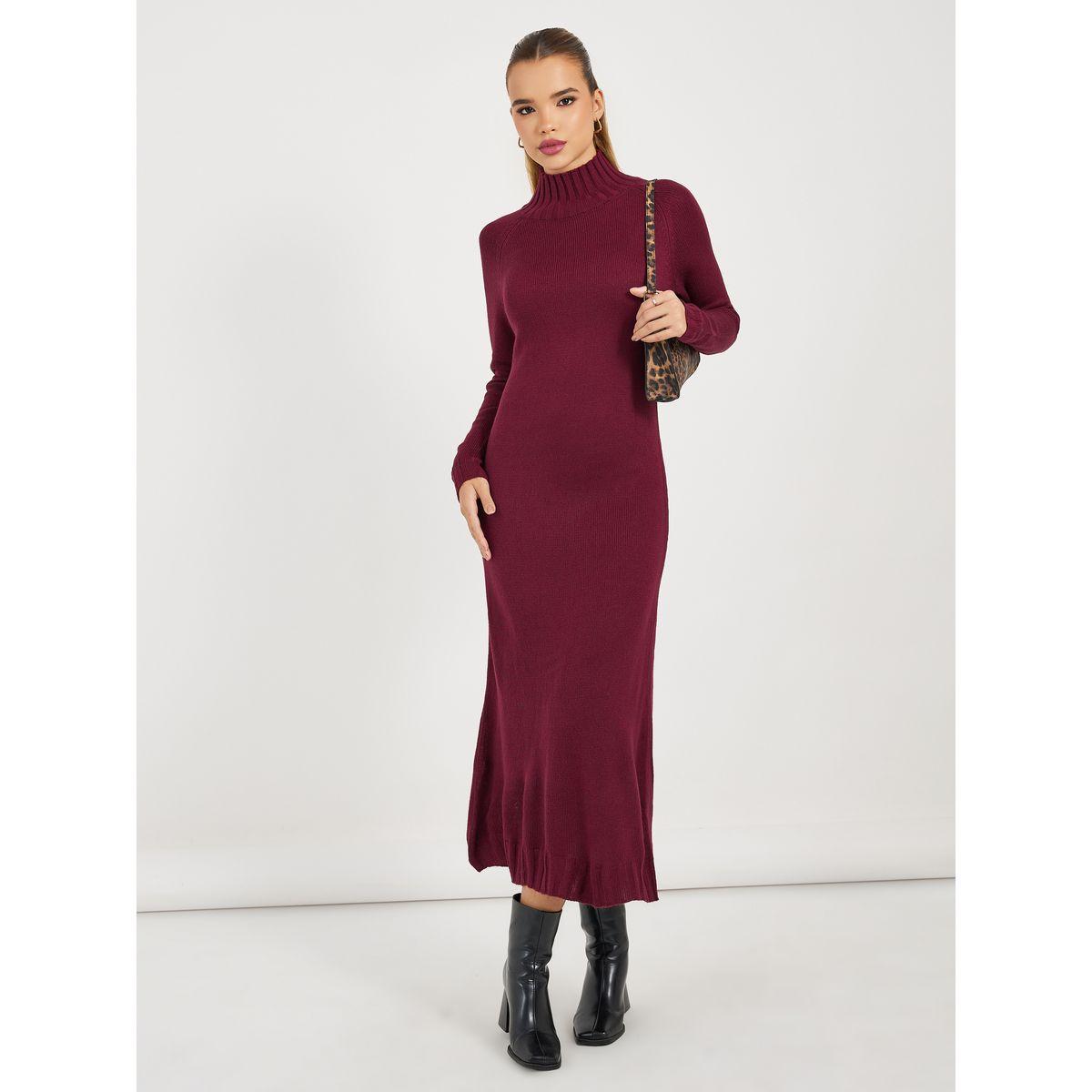 Styli Turtle Neck Knitted Sweater Maxi Dress-women-clothing-dresses-image-1