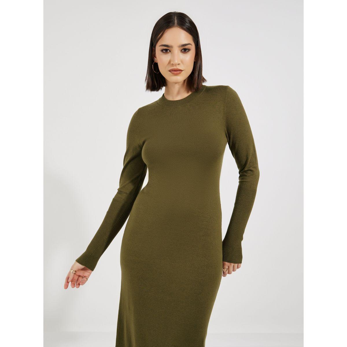 Styli Solid Knit Sweater Midi Dress-women-clothing-dresses-image-2