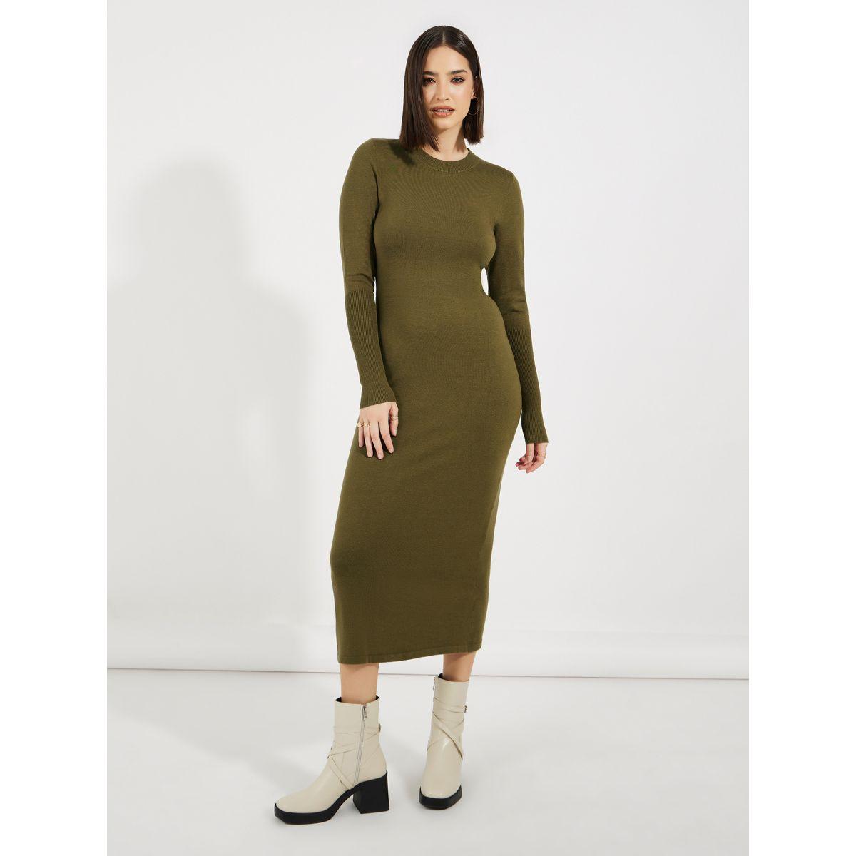 Styli Solid Knit Sweater Midi Dress-women-clothing-dresses-image-4