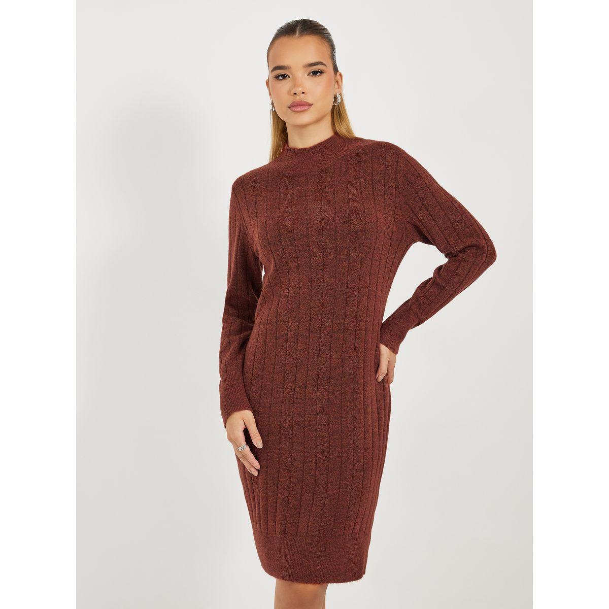 Styli Textured Knit Sweater Knee Length Dress-women-clothing-dresses-image-2
