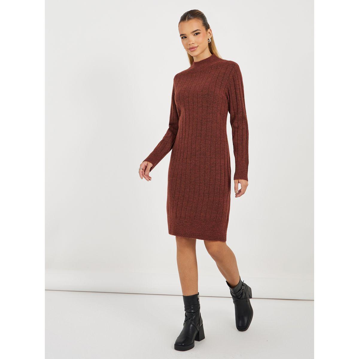 فستان محبوك بطول الركبة وتفاصيل بارزة الملمس-women-clothing-dresses-image-5