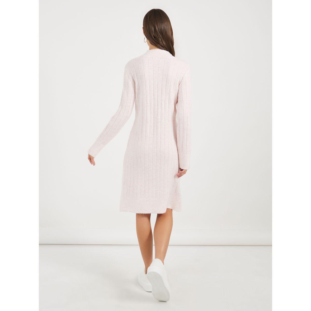 فستان سادة بطول الركبة وأكمام طويلة-women-clothing-dresses-image-6