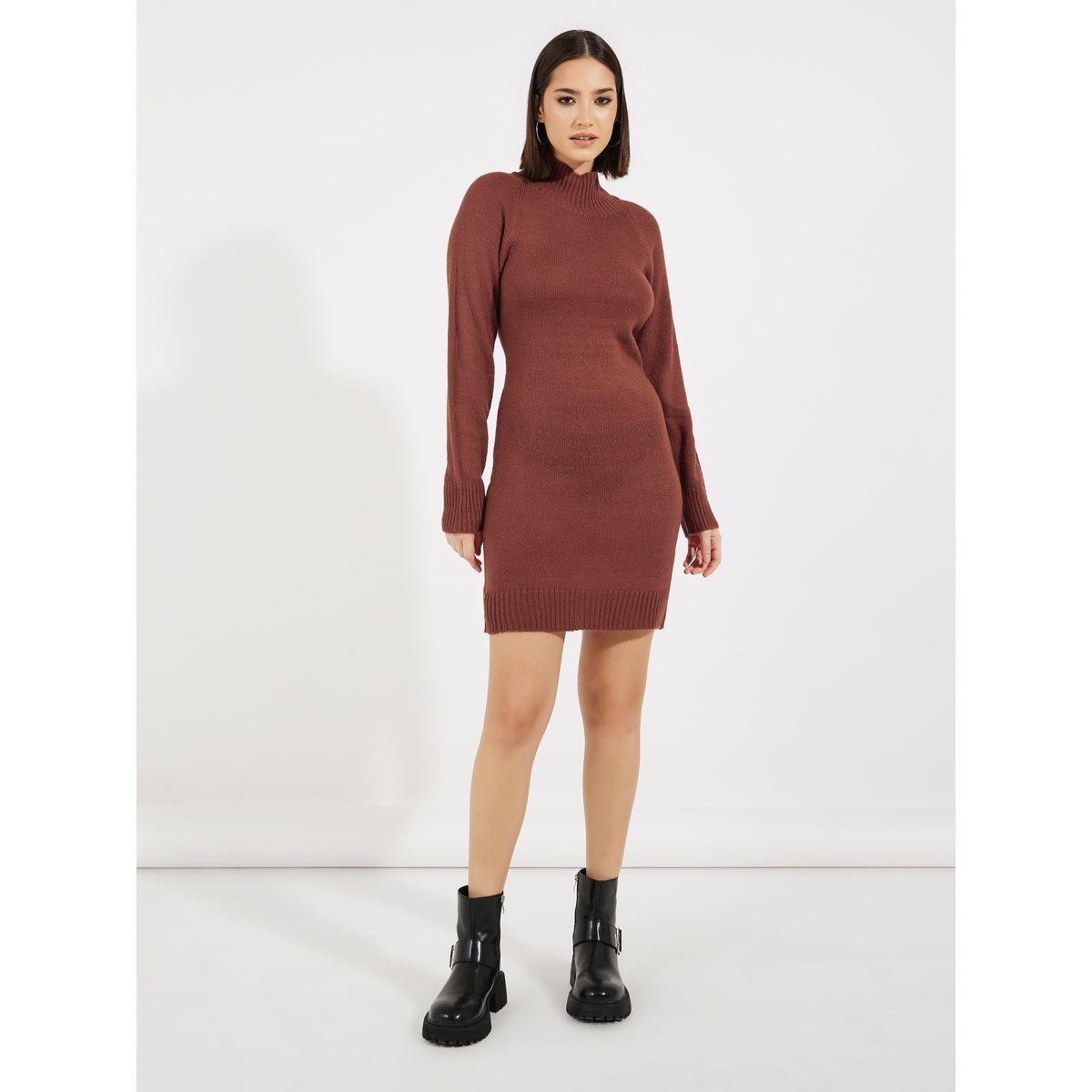 Styli Knitted Sweater Mini Dress with Long Sleeves-women-clothing-dresses-image-2