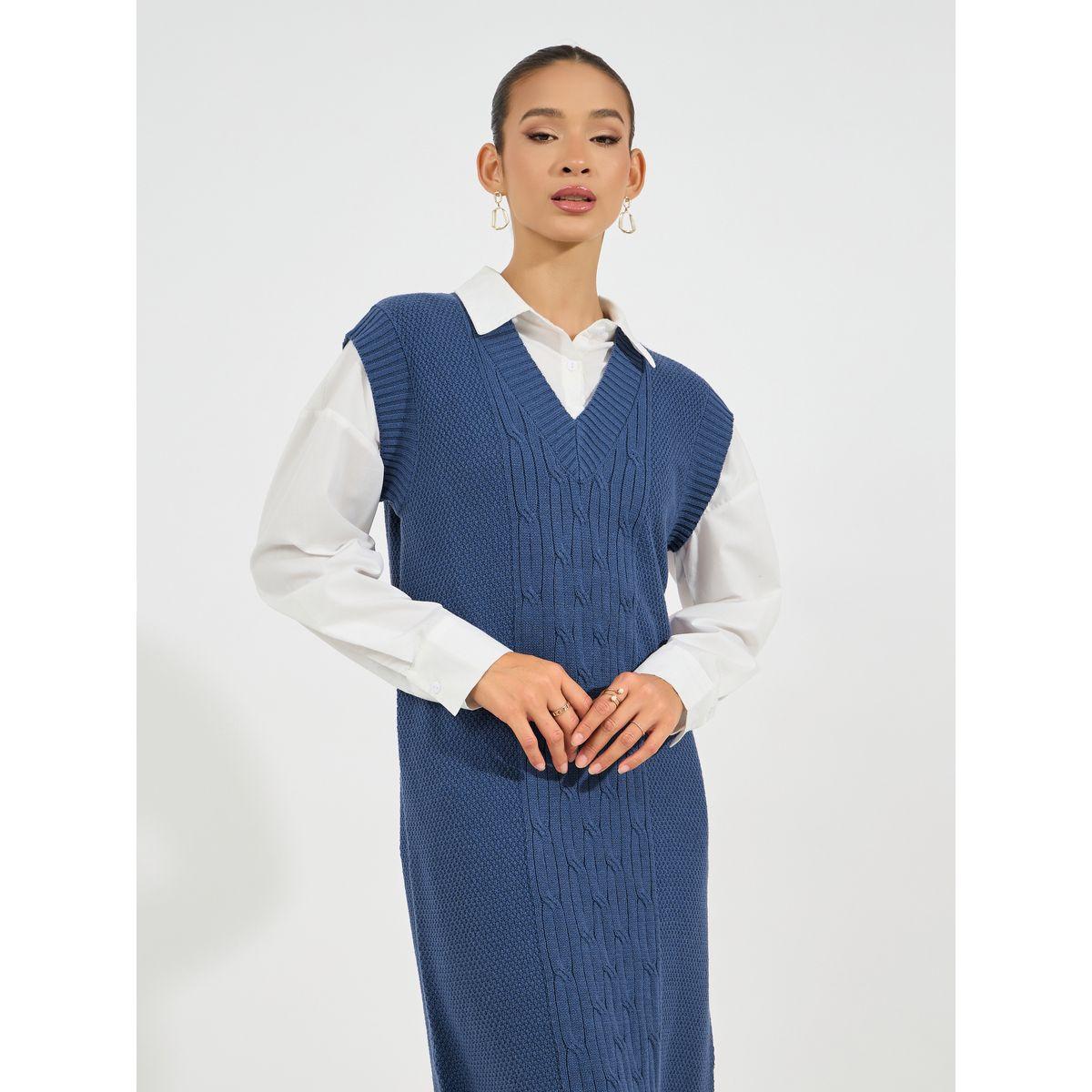 Styli Cable Knit Sweater Midi Dress-women-clothing-dresses-image-2