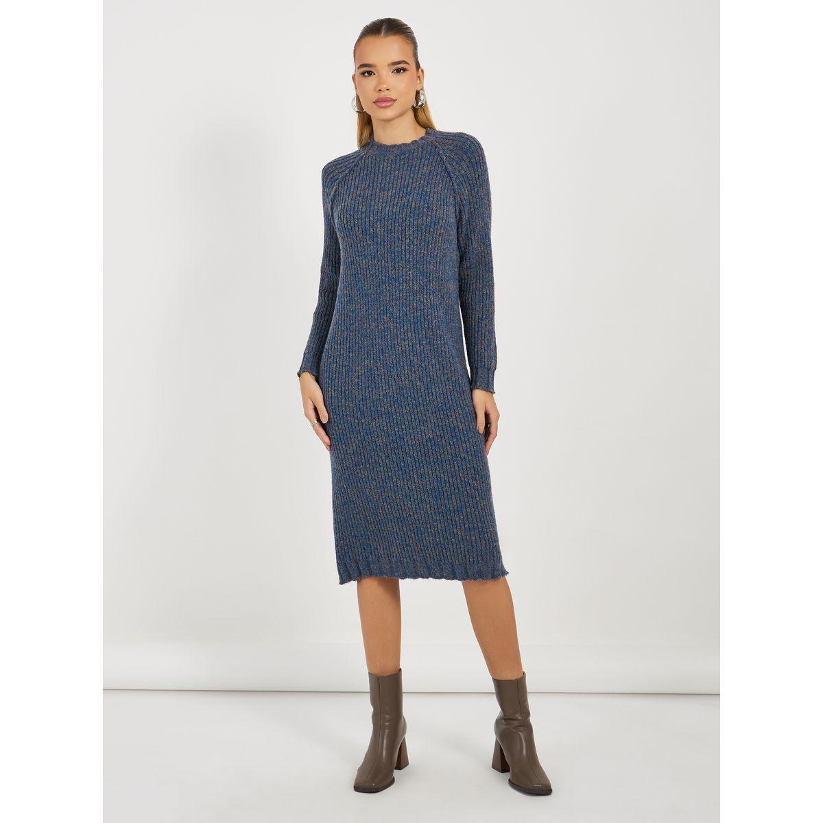 فستان ميدي محبوك بأكمام طويلة-women-clothing-dresses-image-1