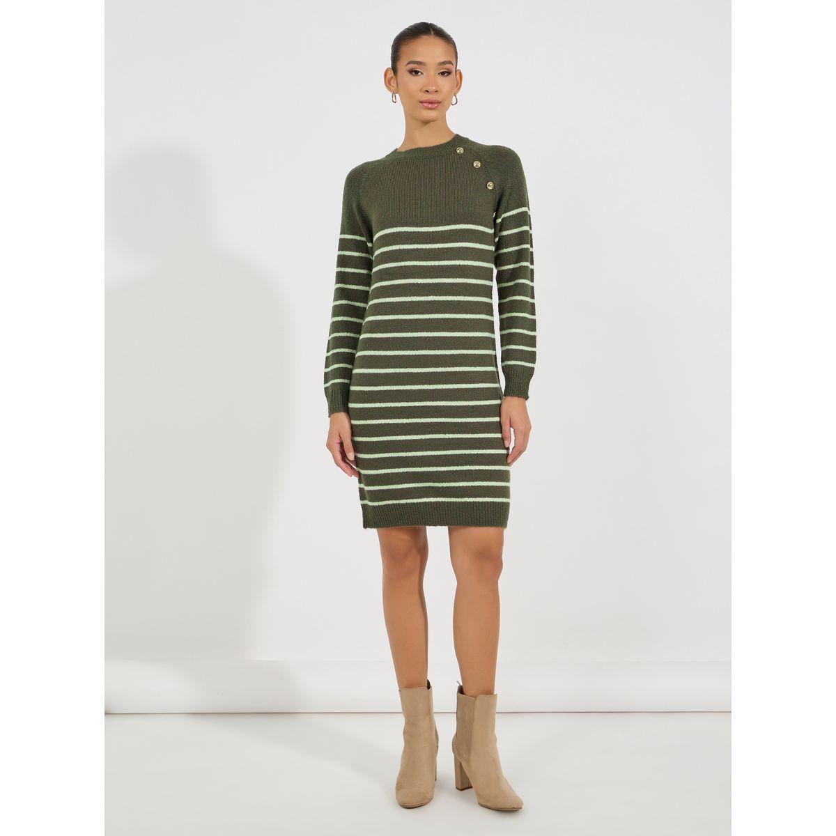 فستان بطول الركبة وتداخلات مخططة-women-clothing-dresses-image-4