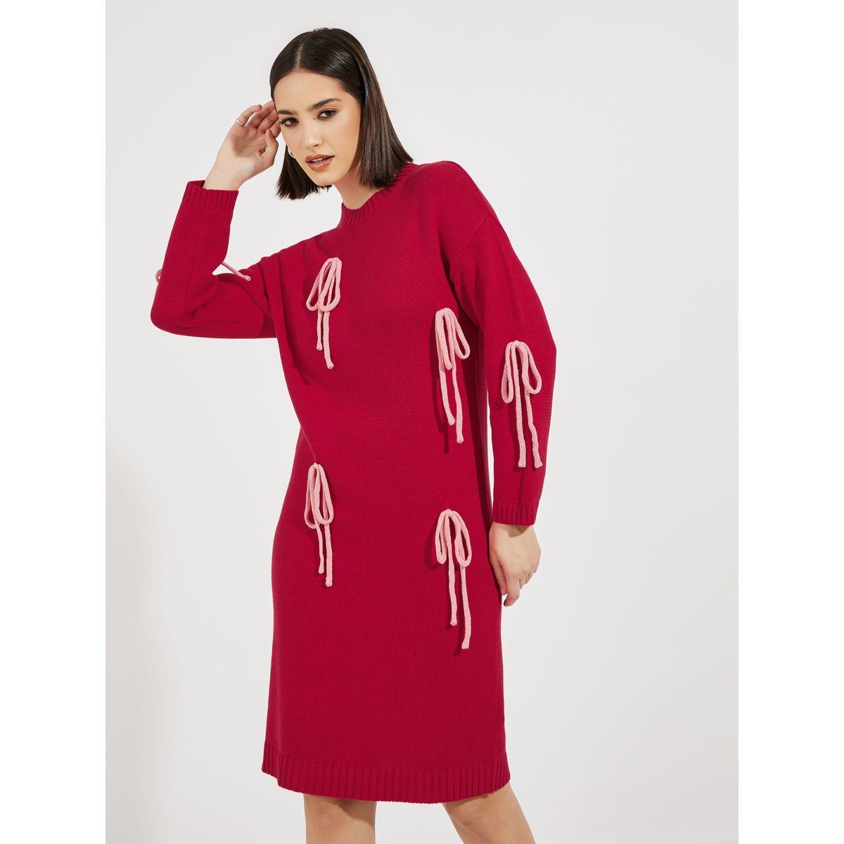 فستان بطول الركبة مع أربطة بنمط فيونكة-women-clothing-dresses-image-2