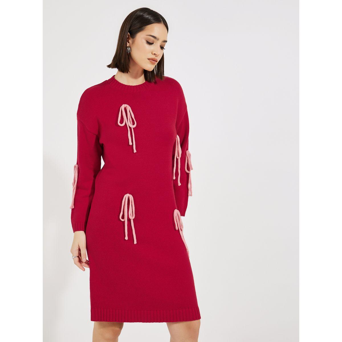 فستان بطول الركبة مع أربطة بنمط فيونكة-women-clothing-dresses-image-5