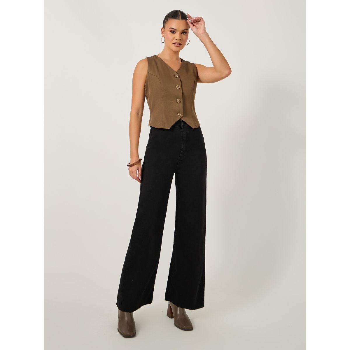 جينز سادة بقصة مستقيمة وخصر عالي-women-clothing-bottoms-jeans-image-4