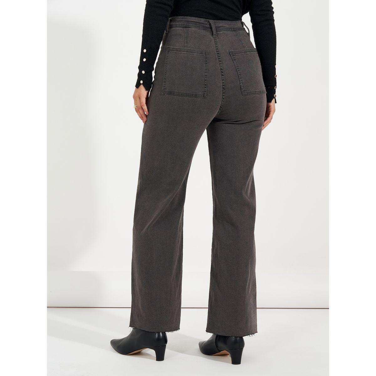 Styli High Rise Straight Fit Jeans with Raw Edge-women-clothing-bottoms-jeans-image-4