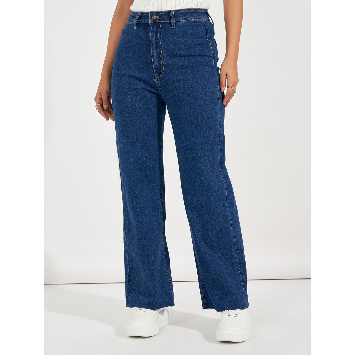 Styli High Rise Straight Fit Jeans with Raw Edge-women-clothing-bottoms-jeans-image-2