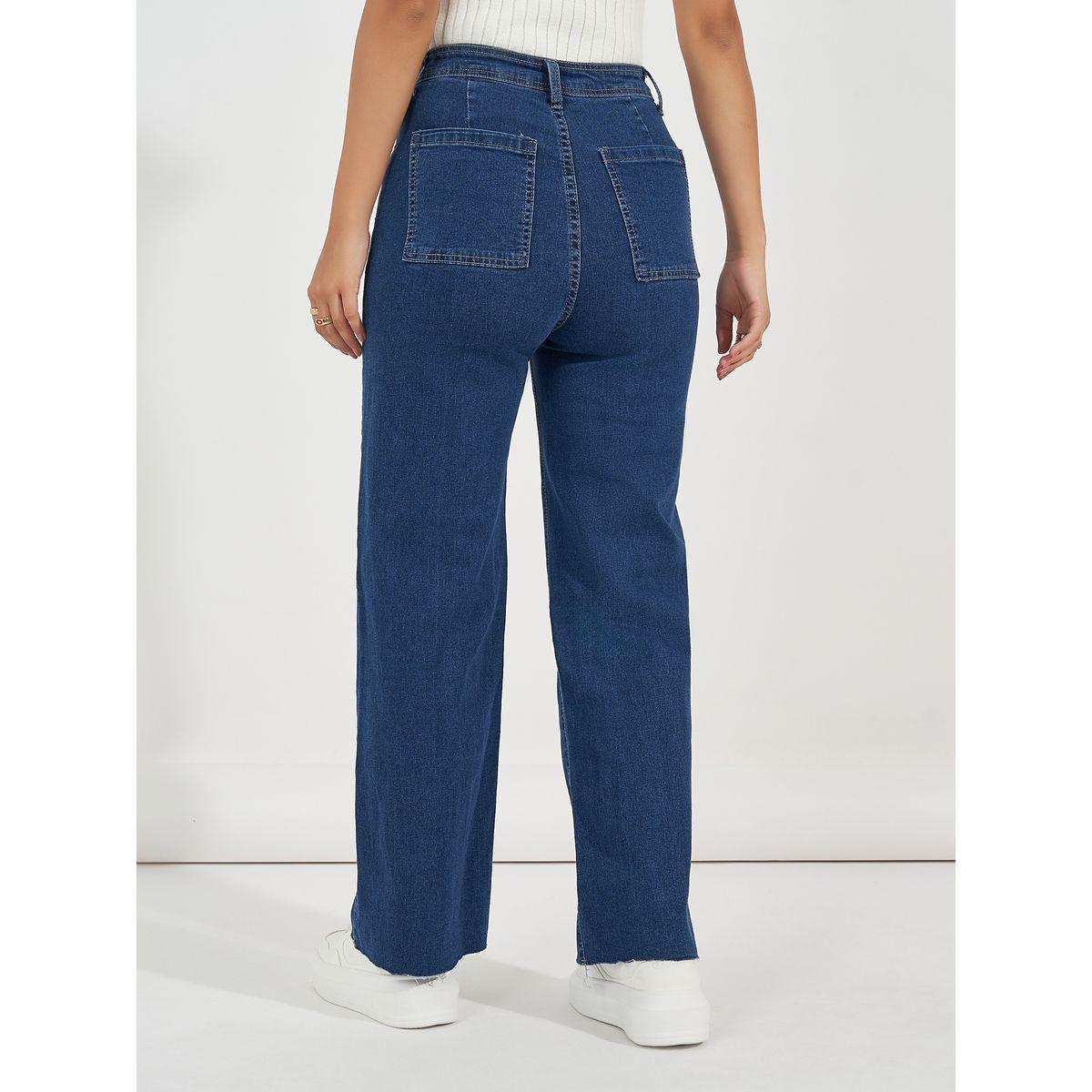 Styli High Rise Straight Fit Jeans with Raw Edge-women-clothing-bottoms-jeans-image-4