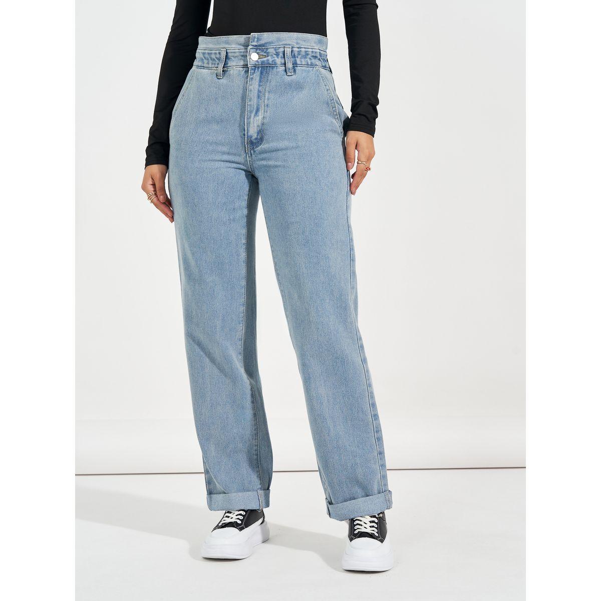 جينز بقصة أرجل مستقيمة وخصر بيبرباغ-women-clothing-bottoms-jeans-image-2