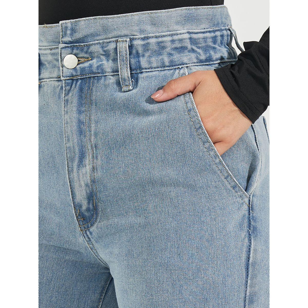 جينز بقصة أرجل مستقيمة وخصر بيبرباغ-women-clothing-bottoms-jeans-image-3