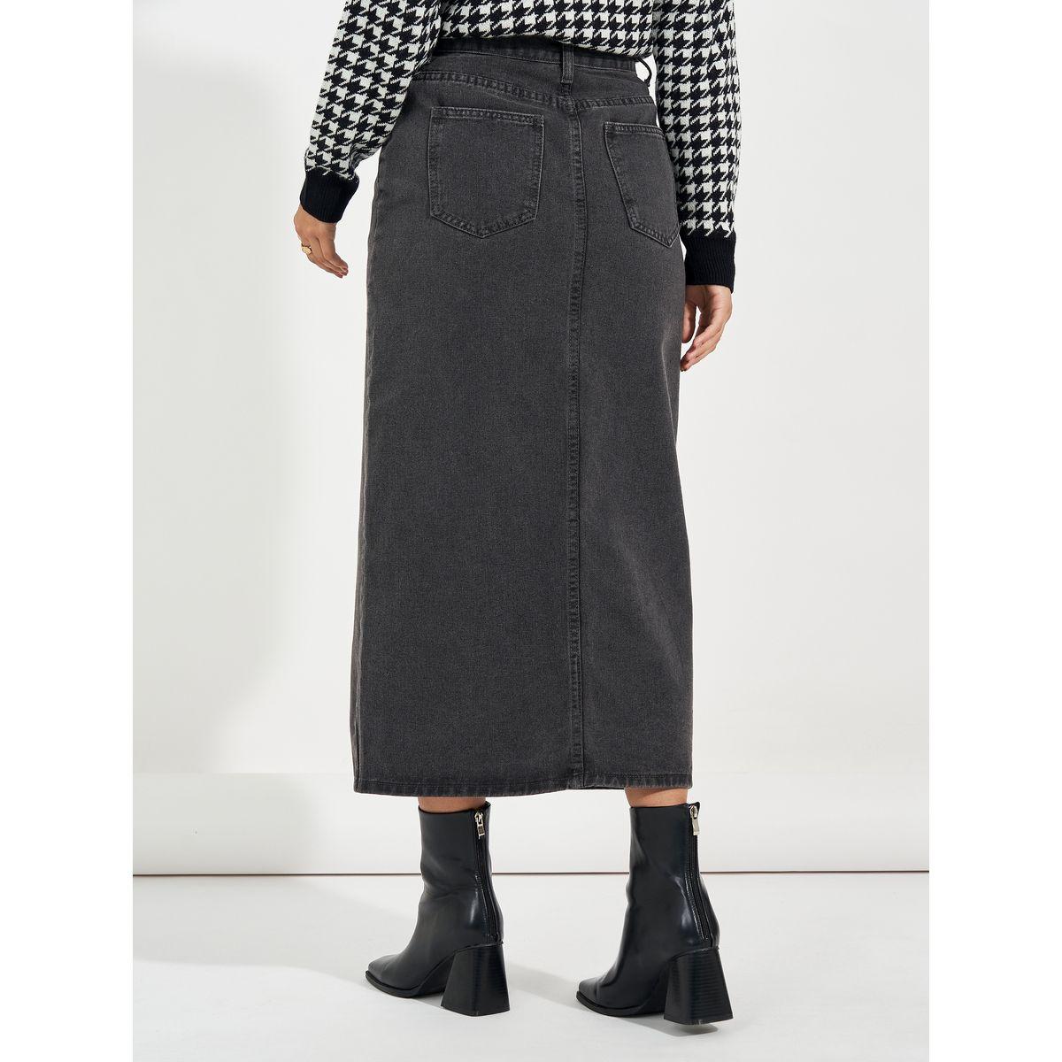 تنورة ميدي بحافة مستقيمة وخصر عالي مع شق-women-clothing-bottoms-skirts-image-5