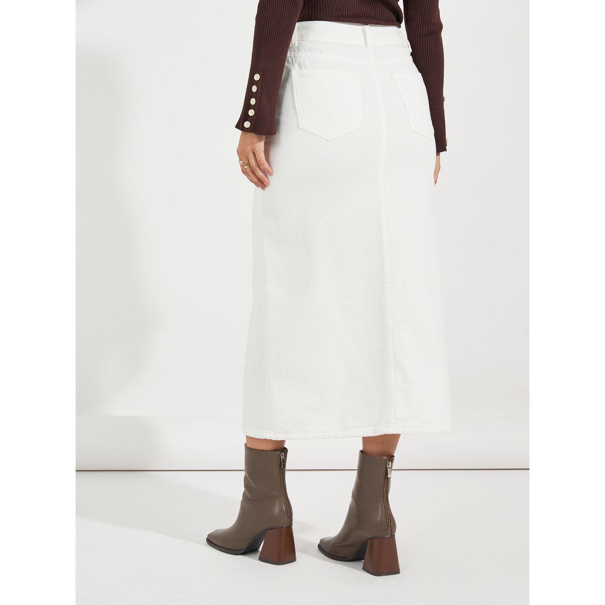 Styli High Rise Straight Hem Midi Skirt with Front Slit-women-clothing-bottoms-skirts-image-4