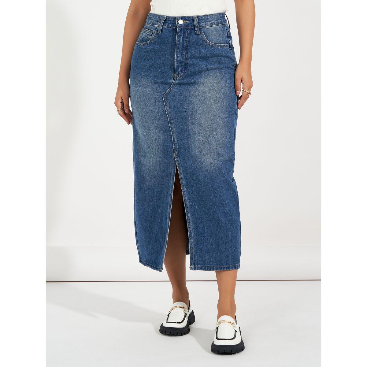 تنورة بخصر عالي وشق امامي-women-clothing-bottoms-skirts-image-2