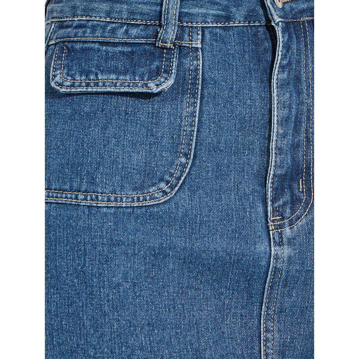 Styli Denim Knee Length Skirt with Cargo Pockets-women-clothing-bottoms-skirts-image-3