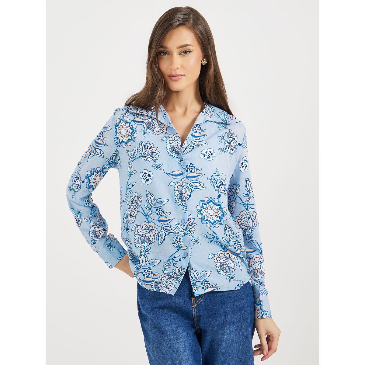 Styli Floral Print Long Sleeve Shirt-women-clothing-shirtsandblouses-shirts-image-1