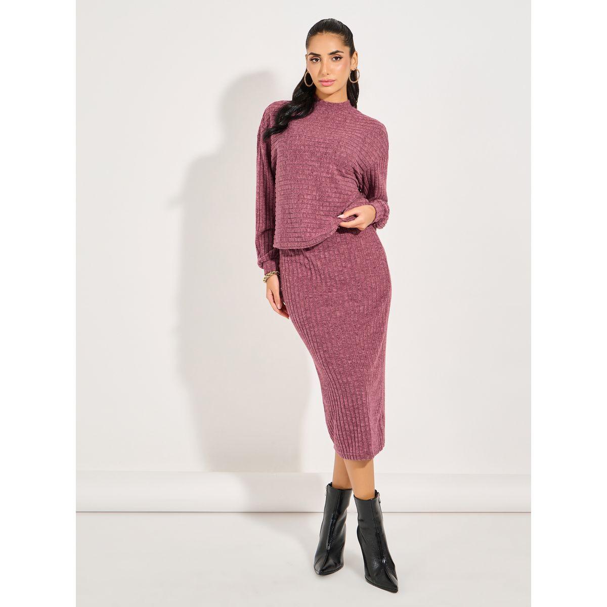 Styli Ribbed Mock Neck Boxy Knit Top with Dropped Shoulder-women-clothing-shirtsandblouses-blouses-image-2