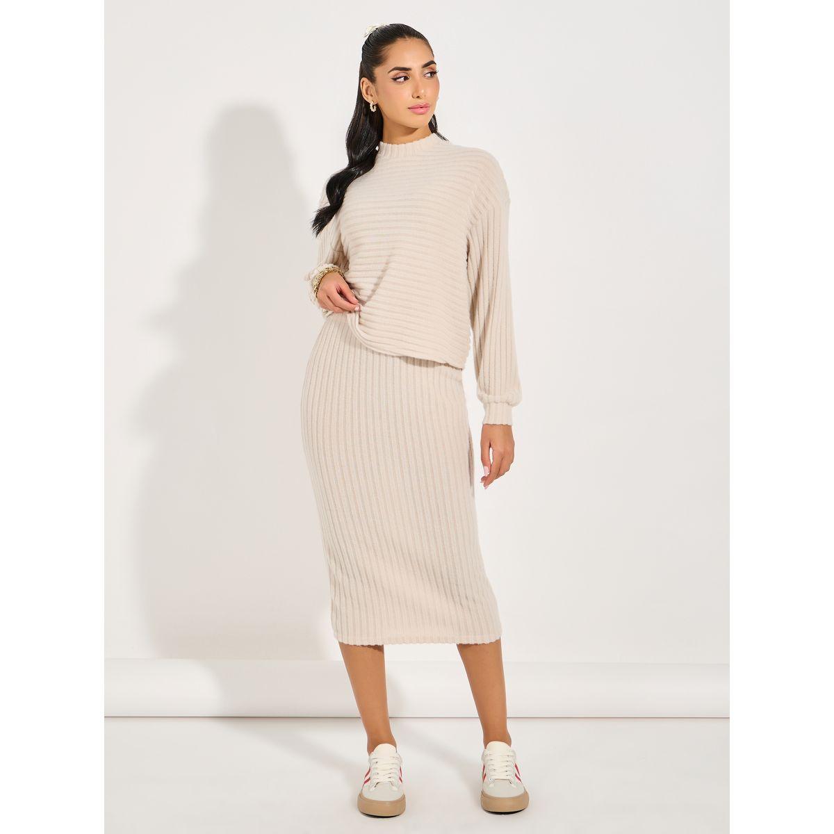 Styli Ribbed Mock Neck Boxy Knit Top with Dropped Shoulder-women-clothing-shirtsandblouses-blouses-image-2