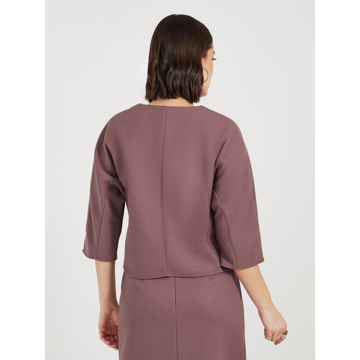 بلوزة قصيرة بأكمام 3/4-women-clothing-tshirts-image-4
