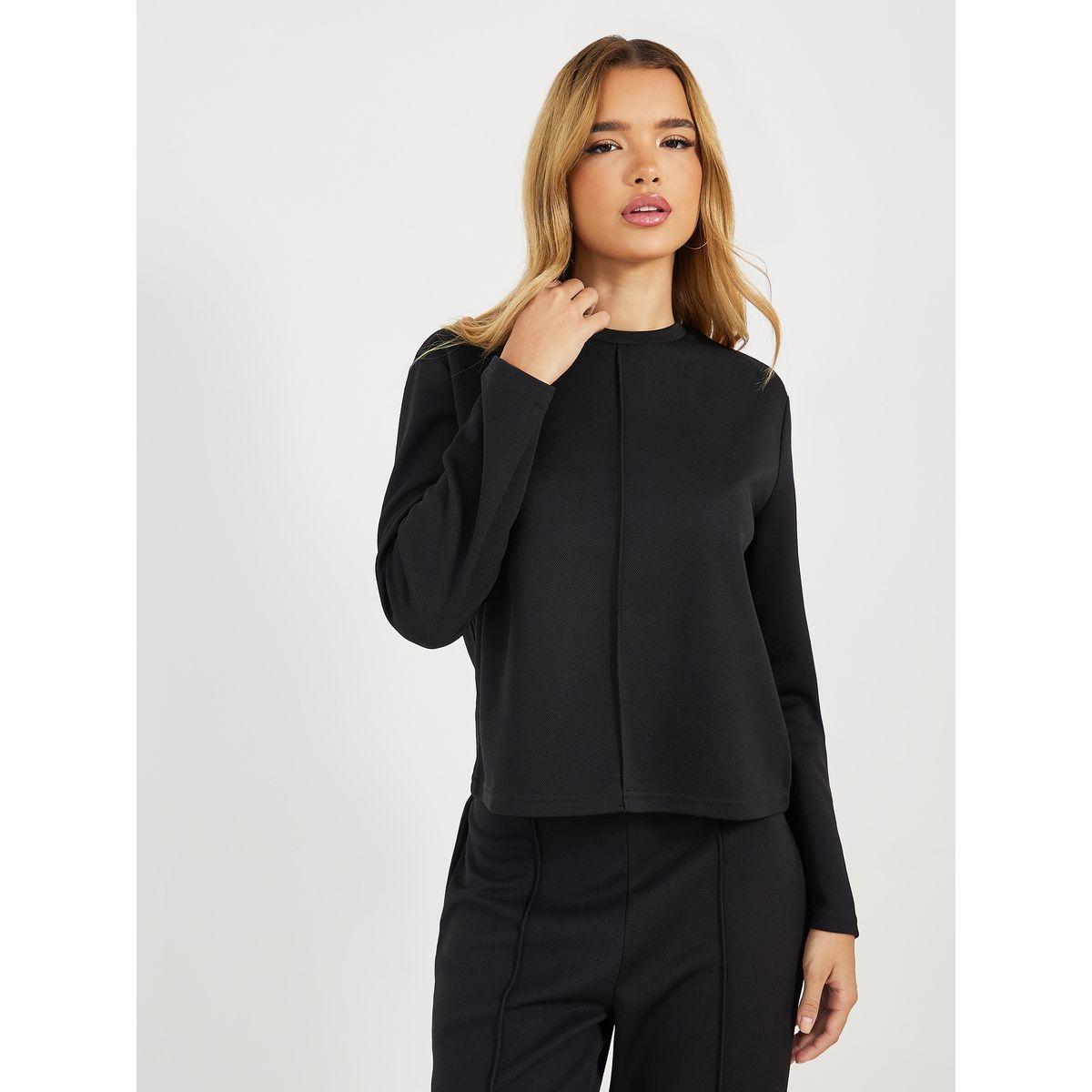 بلوزة محبوكة بقصة بوكسي وحزوز-women-clothing-shirtsandblouses-blouses-image-1