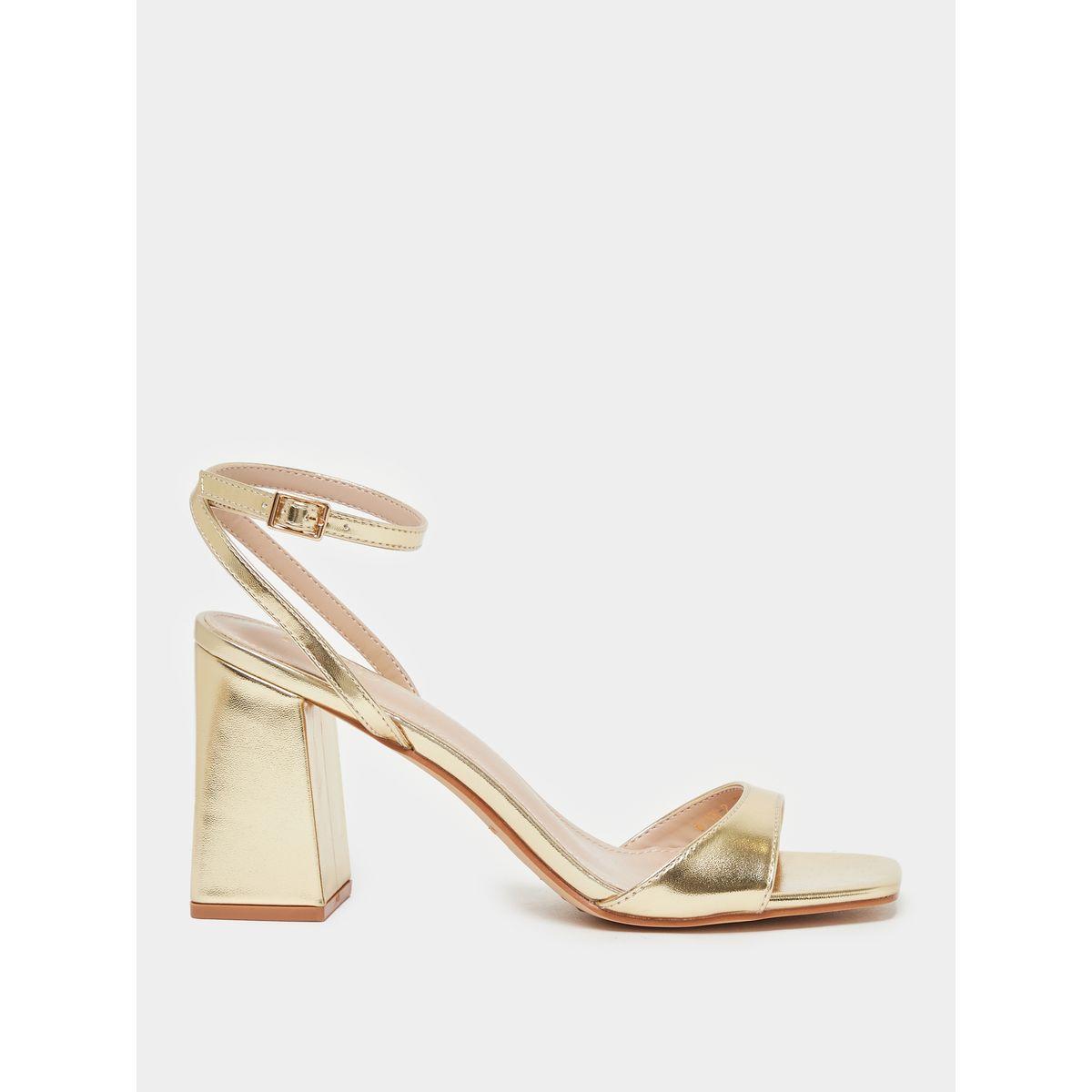 Raid X Styli  Metallic Ankle Strap Block Heel Sandals-women-shoes-heels-image-2