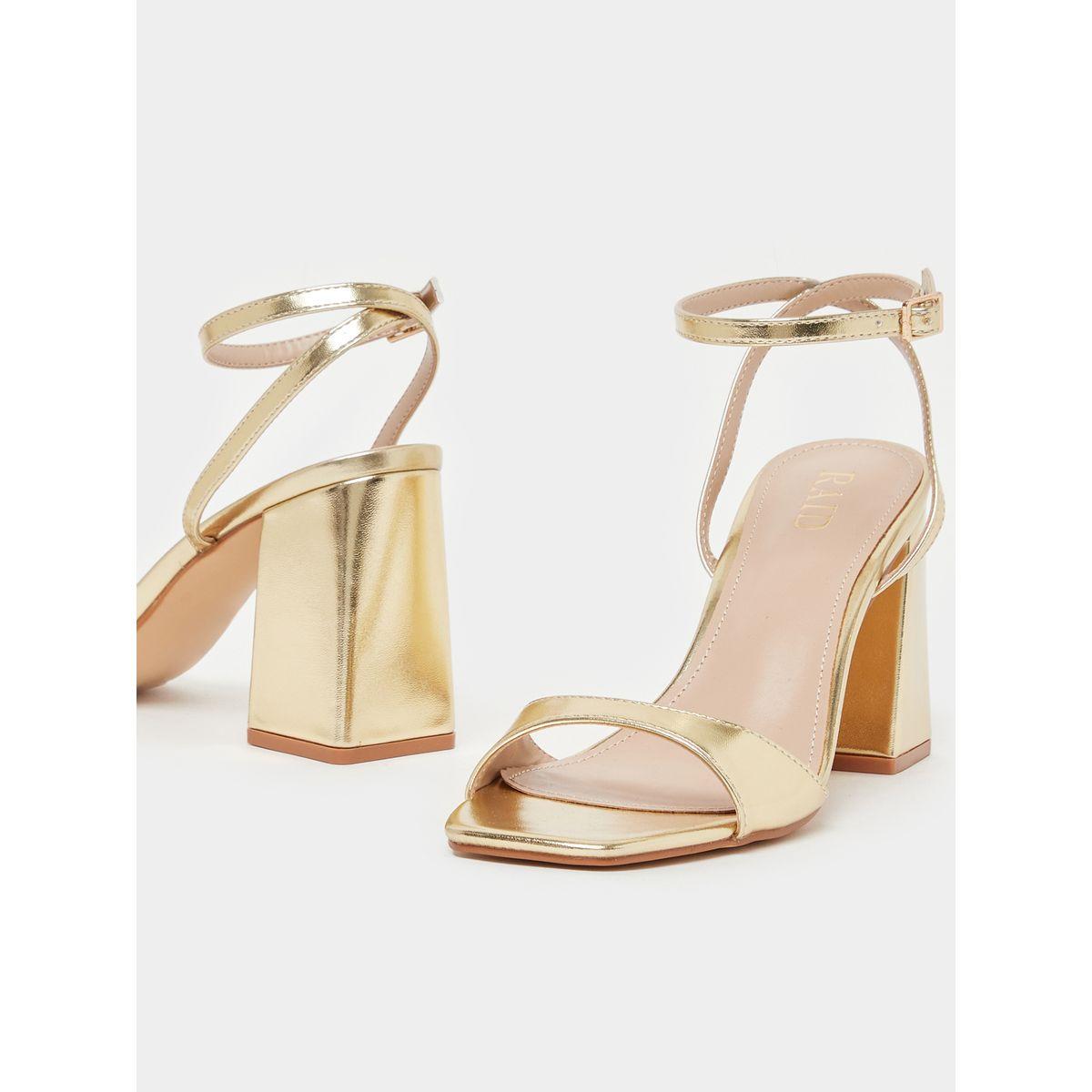 Raid X Styli  Metallic Ankle Strap Block Heel Sandals-women-shoes-heels-image-5