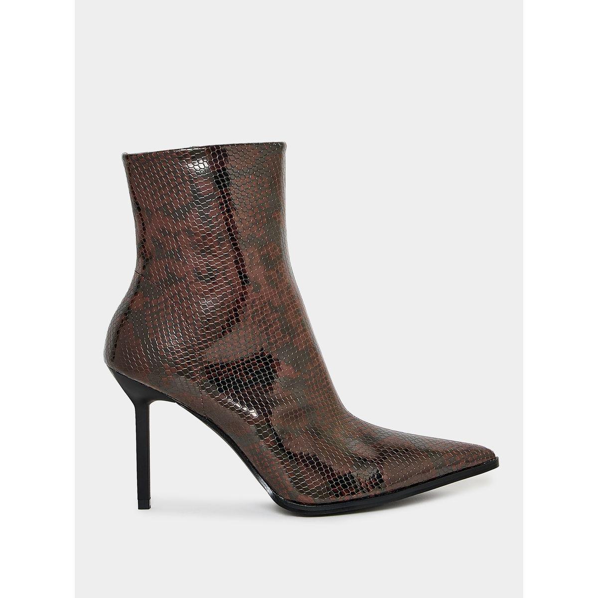 Raid X Styli  Snakeskin Print Pointed Toe Leather Boots-women-shoes-boots-image-1