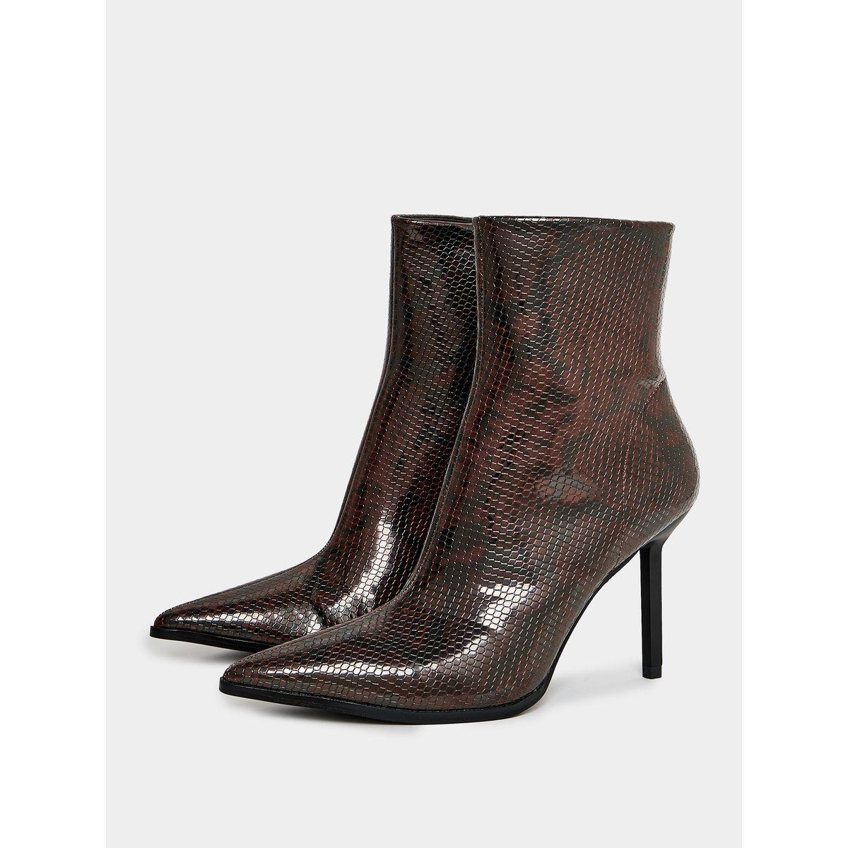 Raid X Styli  Snakeskin Print Pointed Toe Leather Boots-women-shoes-boots-image-2