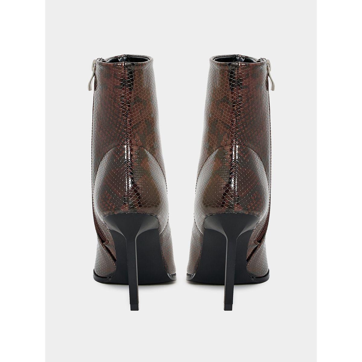 Raid X Styli  Snakeskin Print Pointed Toe Leather Boots-women-shoes-boots-image-4