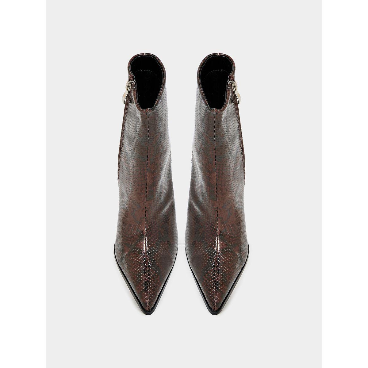 Raid X Styli  Snakeskin Print Pointed Toe Leather Boots-women-shoes-boots-image-5