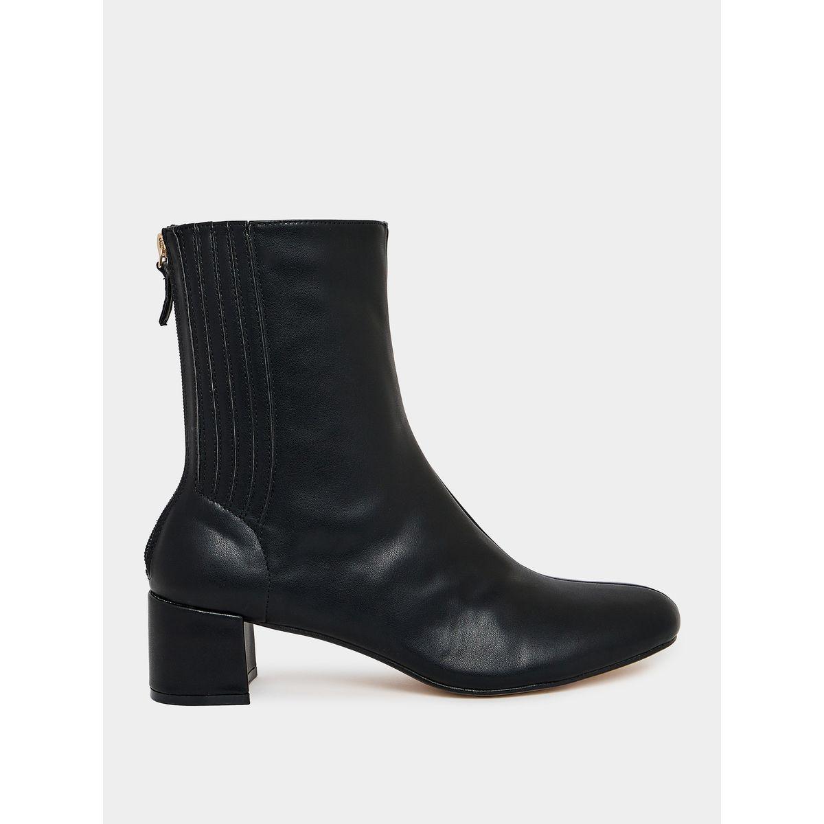 Raid X Styli  Back Zip Closure Textured Panel Leather Boots-women-shoes-boots-image-1