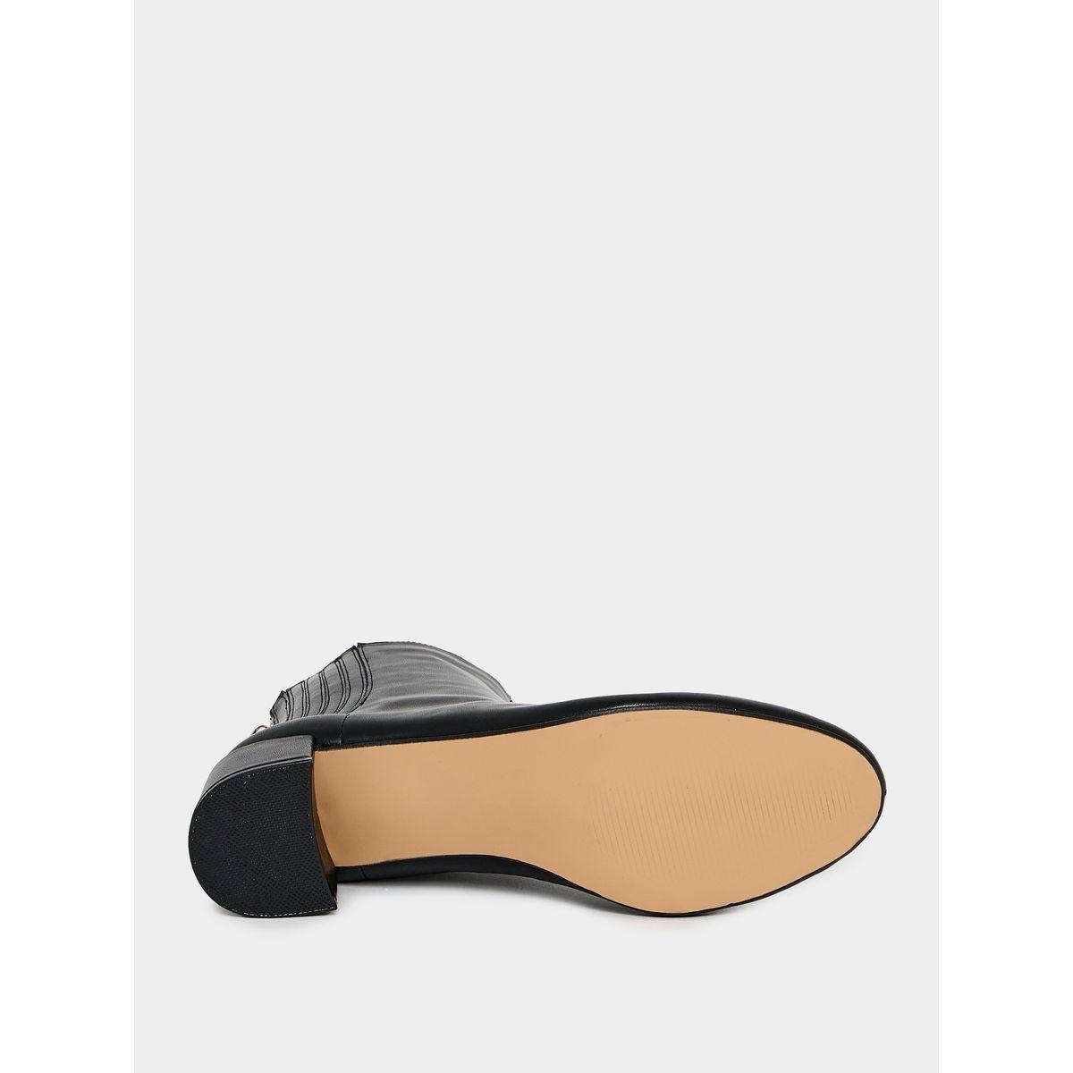 Raid X Styli  Back Zip Closure Textured Panel Leather Boots-women-shoes-boots-image-6