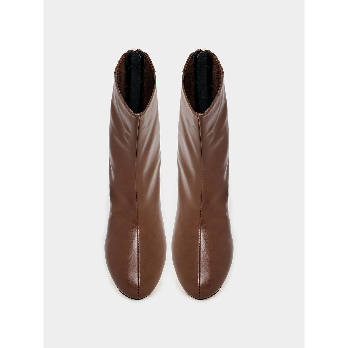Raid X Styli  Back Zip Closure Textured Panel Leather Boots-women-shoes-boots-image-5