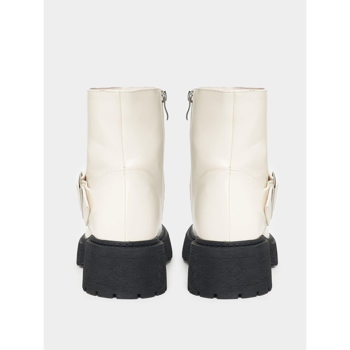 Raid X Styli  Solid Buckle Detail Biker Ankle Boots-women-shoes-boots-image-5