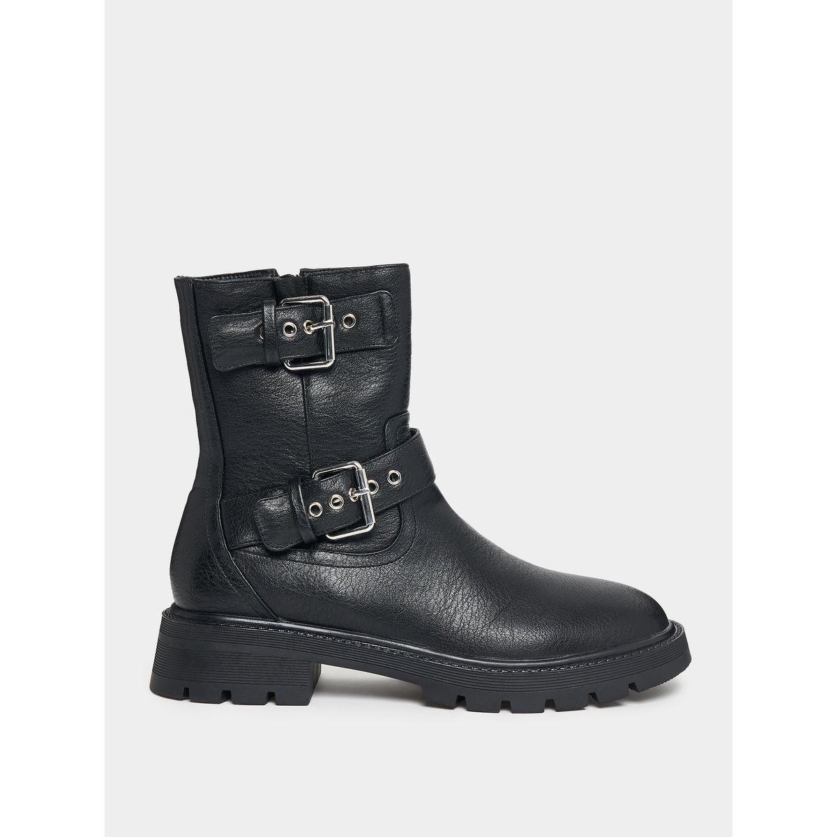 Raid X Styli  Side Buckle Accent Biker Ankle Boots-women-shoes-boots-image-2