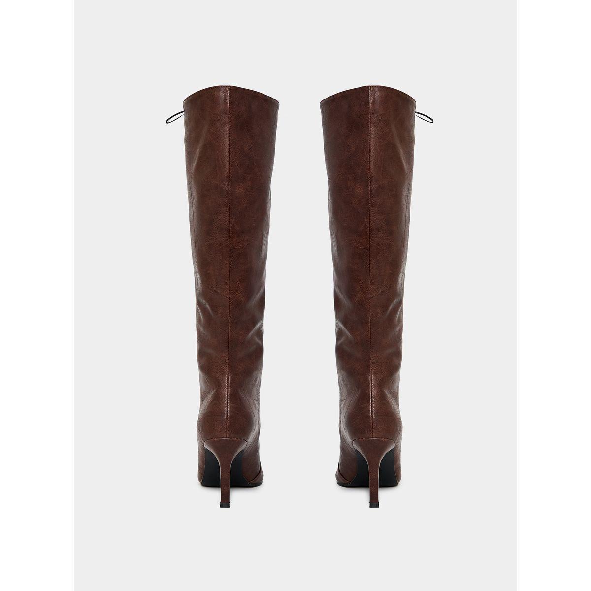 Raid X Styli  Pointed Toe Stiletto Heel Knee Length Boots-women-shoes-boots-image-4